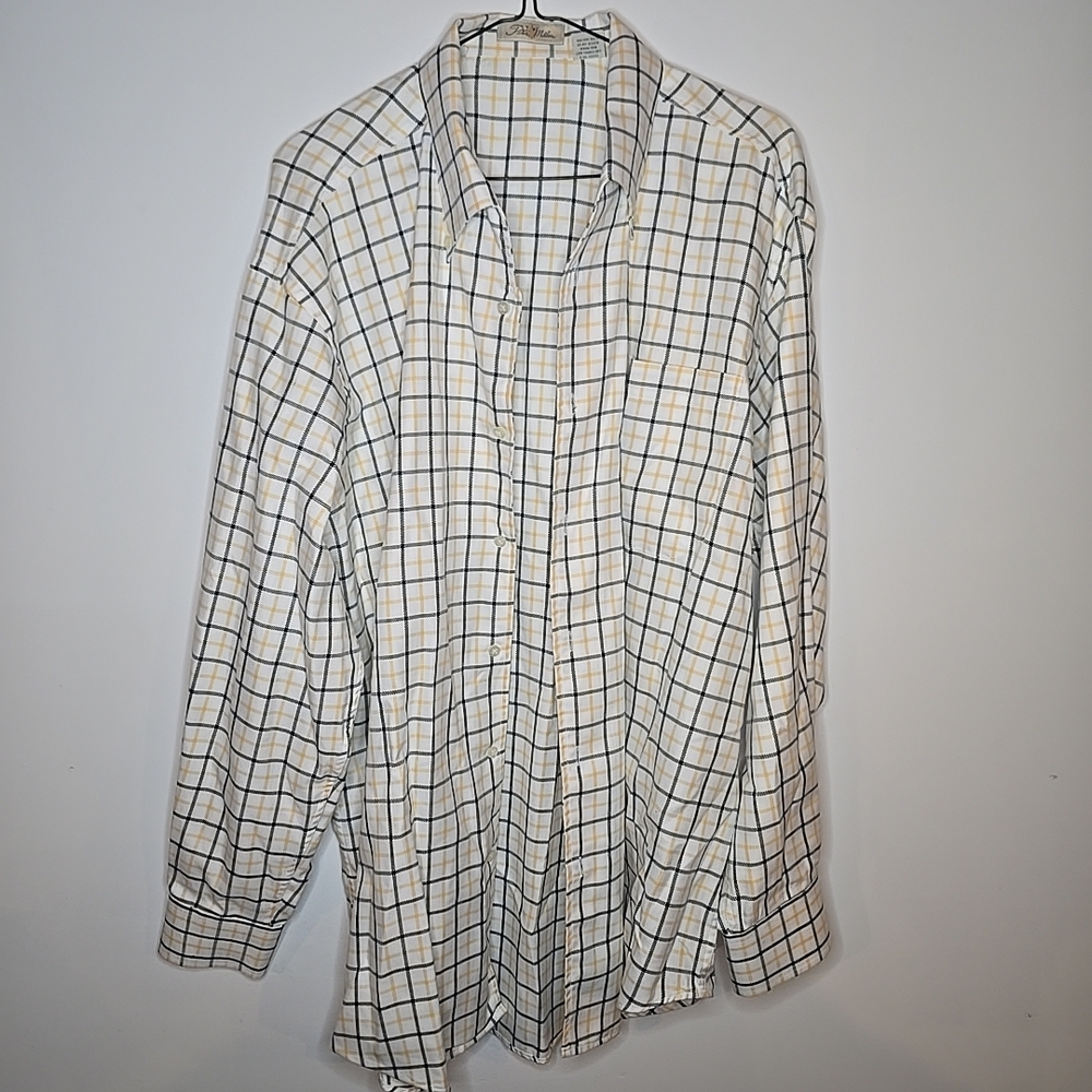 Peter Millar Men's Plaid Long Sleeve Button-Down Shirt Size Large, 100% Cotton